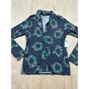 Brushed Hacci Pajamas Top Only Christmas Small Nordstrom New! Nvy Peacoat Wreath